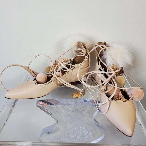 ALAMEDA TURQUESA Wrap Shoes Flats Pointed Toe The Blonde Salad Charm Womens 37 7 - Picture 1 of 11